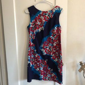 Mid-thigh Red and Blue Tank Cocktail Dress